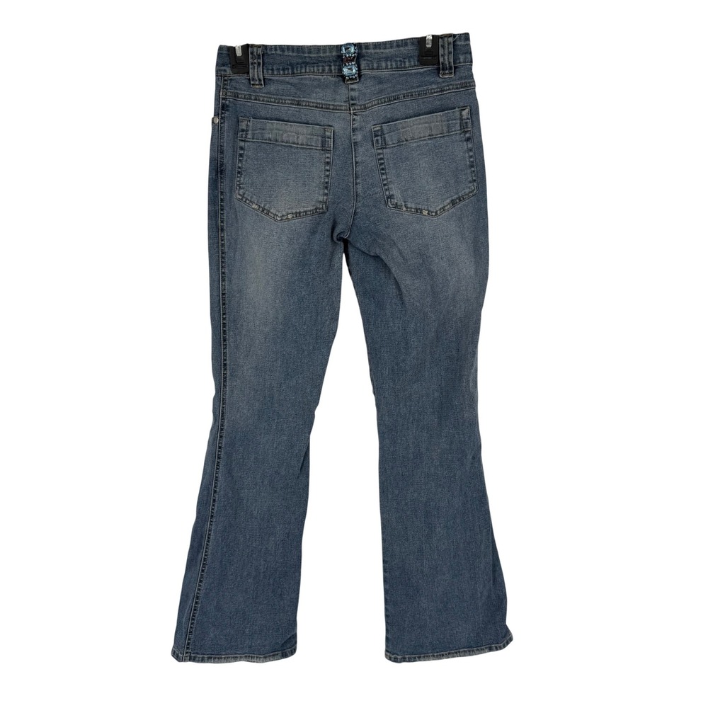 Cache Low Rise Bootcut Jeans Womens 4 Blue Rhinestone Jewel Embellished Y2K - Picture 2 of 8
